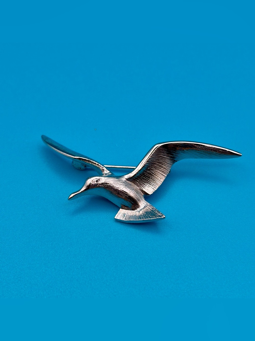Vintage Pewter Seagull Brooch